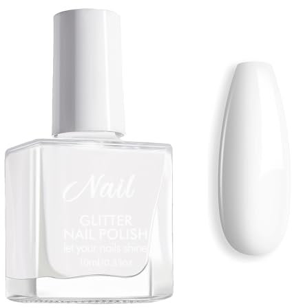 White Nail Polish - Pure White Nail Varnish - Milky White Nail Polish - Long Lasting White Tip Nail Polish - Quick Dry Nail Polish - French Manicure Nail Polish for Women Girls