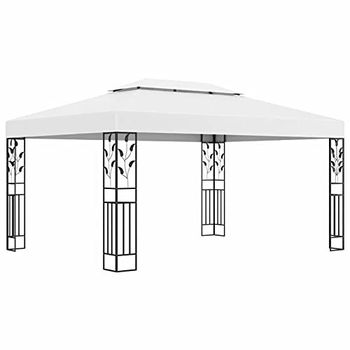 Iiaky Gazebo con Tetto Doppio 3x4 m Bianco,Gazebo Pergola Con Telo Impermeabile Richiudibile E Struttura Rettangolare In Acciaio Inossidabile Ad Alta Densità,Per Arredo Giardino,Terrazzo e Attività Co