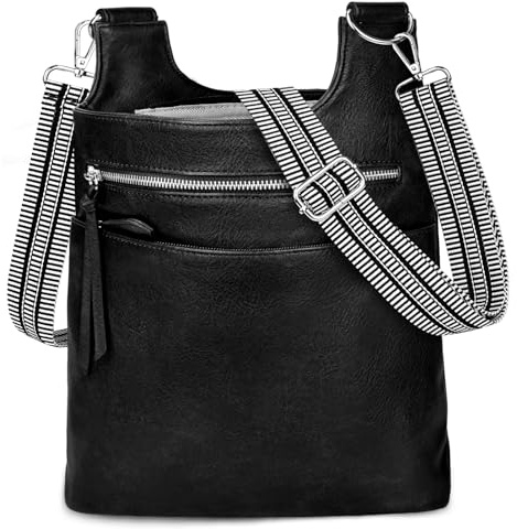 TEUEN Sac à Bandoulière pour Femme, Élégant Sac à Main Portés Épaule en Cuir PU Moyen Sac Bandoulière Sacoche avec Multi-Poches et 4 Fentes pour Cartes Sacoche Messenger avec Sangle Réglable