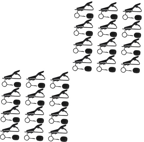 Abaodam 48stücke Mikrofon Clip Universelle Mini Lavalier Mikrofon Halterung Mit Metallclips Und Schwammabdeckungen Schwarz Für Videoanrufe Karaoke Und Konferenzen
