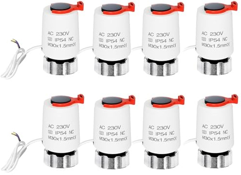 Actuador para calefacción por suelo radiante, 230 V, M30 x 1,5 NC (sin corriente), servomotor VA80 para calefacción por suelo radiante, válvula para casi cualquier distribuidor de circuitos de