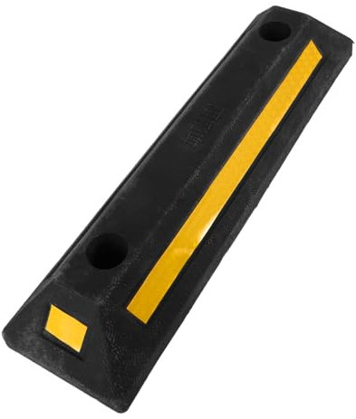 JEWEDECO Parking Stopper Für Garage Robuster Reifenstopper Mit Reflektierenden Streifen Einfache Installation Ohne Bohren Gummimaterial Für Hohe Stabilität Für Garagenparkplätze
