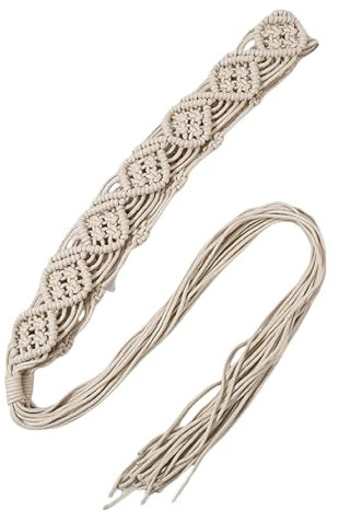Ldabrye Cintura in vita da donna, alla moda, in corda intrecciata, all'uncinetto, da viaggio, accessorio etnico, accessorio etnico, cintura in vita da donna, cintura in vita per abiti, pantaloni,