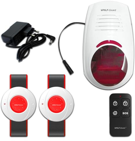 Kit di Allarme con Sirena Strobe Senza Fili Impermeabile Sistema di Allarme (JD-W03 + pulsante SOS)