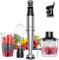 SHARDOR 1100W Stabmixer Set, 5 In 1 Pürierstab Edelstahl, Stufenlos Geschwindigkeitseinstellung Hand Blender Mit 2 Schneebesen, 800ml Messbecher, 600ml Häcksler