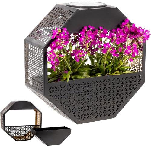 Gadgy Lampe Murale Solaire avec Pot de Fleurs – Applique murale solaire avec Lumière blanc chaud – Décoration murale de Balcon avec jardinière lumineuse – Éclairage Jardin résistant aux intempéries