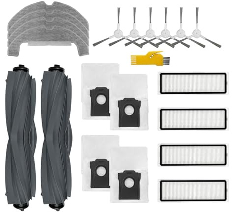 aotengou Kit de Accesorios para Dreame D10 Plus Gen 2 Robot Aspirador Piezas de Repuesto 20 Packs 2 Cepillos Principales, 4 Filtros, 6 Cepillos Laterales, 4 Paños de Mopa, 4 Bolsas de Polvo