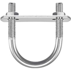 Unifizz Perno redondo en U, juego de 2 pernos en U de acero inoxidable 304 M6 de 33 mm de ancho interior de 47 mm de longitud con tuercas y placa de marco para automóviles, barcos, remolques