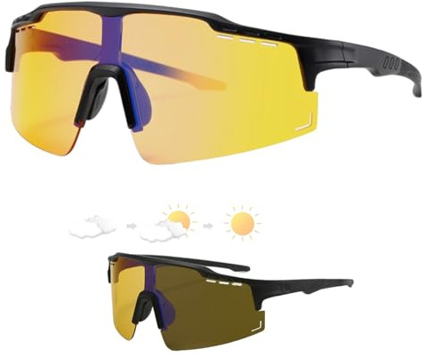 FeiOne 1 Selbsttönende Sportsonnenbrille für ​​Fahrradbrille Herren​​ & Damen - ​​Schnelle Brille​​ mit 3S Wechseltönung, Ultraschleicht 30g Rahmen, UV400, Laufbrille für Radfahren/Laufen