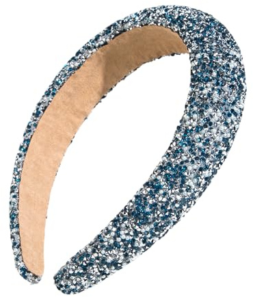 Sdhgerh Haarreifen Damen Glitzer Strass Perlen Haarband Breit Hochzeit Dirndl Haarreif Hochzeit Braut StirnbäNder Haarschmuck Blau für Mädchen Frauen