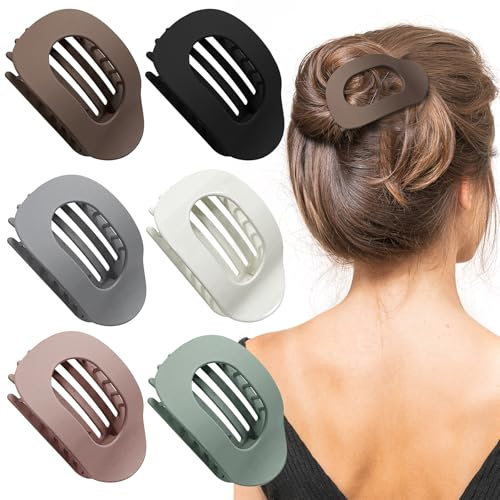 TZEKING 6 Stück Haarklammern für Damen,Haarspange Flach Damen,Flat Claw Clip,Haarspangen Dünnes Haar,Rutschfeste Haarklammer,Starker Halt Seitliche Haarklammern für dickes und dünnes Haar