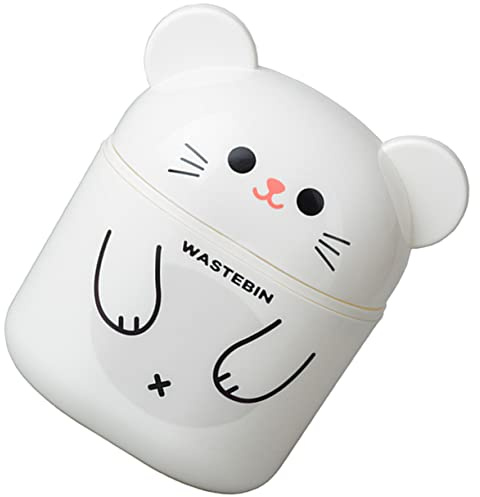 Garneck Poubelle De Bureau Mini En Plastique Blanche Avec Couvercle, Petite Corbeille à Déchets Compacte, Poubelle De Table Légère Pour Chambre, Bureau Et Camping-car, Accessoire Pratique