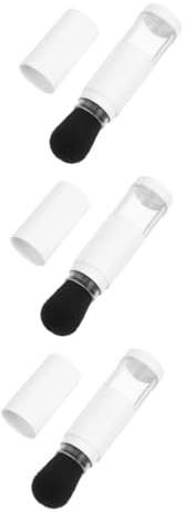 WOFASHPURET 3 Piezas Brocha Plana para Polvos con Depósito Integrado Aplicador Retráctil de Suaves para Maquillaje Uniforme para Base Rubor y Contorno Herramienta Versátil para Mujer y