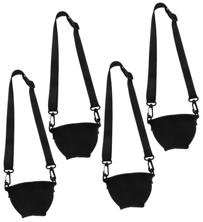 ROMISBABA 4pcs Large Black Wine Glass Holder Set Neck Strap, Neoprene Stemmed Glass Sleeve, Adjustable Wine Goblet Support for Festival Parties and Outdoor Use