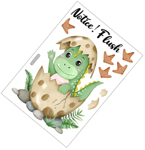 Toilettenaufkleber Cartoon Grün Selbstklebend Dinosaurier für Zuhause