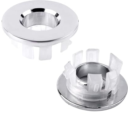 Wemoralix Pack of 2 Sink Overflow Rings, Silver Refined Copper Basin Overflow Inserts, for 22-24 mm Sink Holes, Bathroom Kitchen Accessory