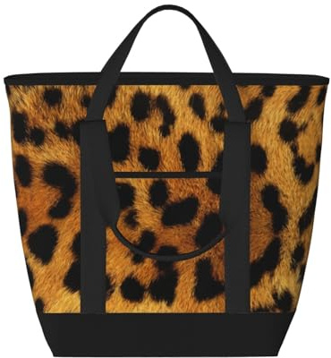 asbwuo Sac cabas isotherme à motif léopard et guépard – Grand format, imperméable et adapté au contact alimentaire, idéal pour faire les courses, déjeuner, pique-niquer et emporter des plats.