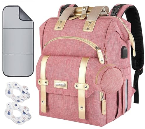 KENLUMO Sac à Dos à Langer, Sac à Langer bébé avec Matelas à Langer Portable, Sangles de Poussette et Porte-Sucette, Sac de Voyage multifonctionnel pour Maman ou Papa