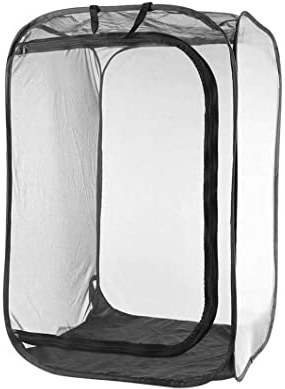 Odoukey Jaula para Mariposas 24x24x35 Pulgadas Casa de Mariposas Transparente Plegable con Cremallera y asa para criar, recinto para Insectos Palo