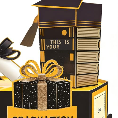 Hnsphui Tarjeta de graduación de instituto - Recuerdo 3D - Tarjetas de Felicitación de Graduación - Para Hermanos Amigos Compañeros Eventos Estudiantes Instituto Universidad Cenas Banquetes