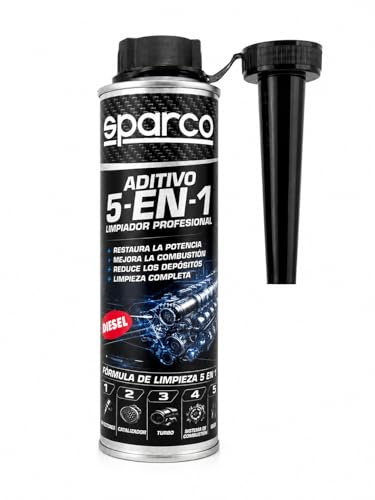 Sparco Aditivo Diesel 5 en 1 Profesional 300ml – Limpieza Activa de Inyectores, Turbo, DPF, Válvula EGR y Admisión – Reduce Consumo y Emisiones – Mejora Rendimiento del Motor