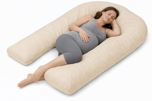 MIA U Shaped Pregnancy Pillow Case 100% Cotton Nursing Maternity Body Bolster Support Cover Zip Closure 9Feet (275cm)