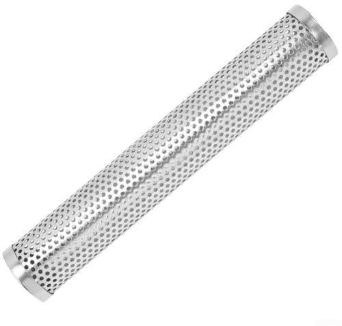 Caja para barbacoa de 12 pulgadas, tubo de acero inoxidable para astillas de madera, accesorios de parrilla de carbón a gas, cocina al aire libre, sabor ahumado, plata, paquete de 2
