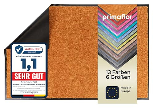 Primaflor Schmutzfangmatte Clean | 90 x 150 cm | Orange | 9 mm hohe Polyamid-Oberfläche mit Vinylrücken, Cfl-s1 und schwarzem Rand für Eingang, Flur und Tür