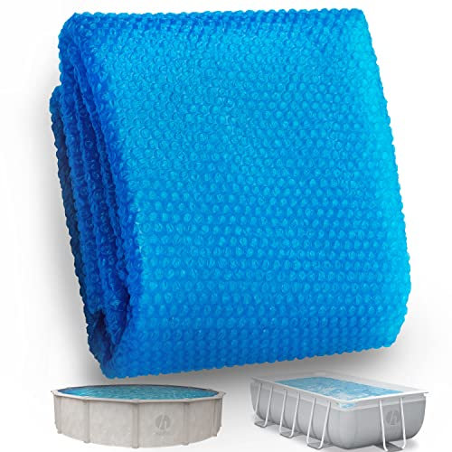 HAFIX Solarplane 600x400cm Poolabdeckung runde Pools Wärmespeicherung. Solarmatte Pool Abdeckplane UV-beständig Poolfolie mit Luftkammern. Schwimmende Solar Cover wärmeisolierend 120µm zuschneidbar.