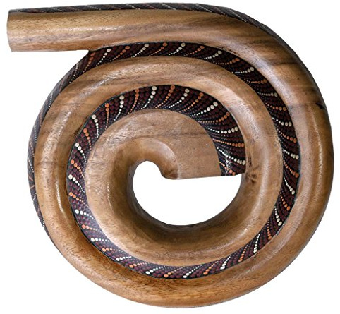 Terre Didgeridoo Spiral Big Suar, 14 Diameter, Painted, Brown, White, Orange