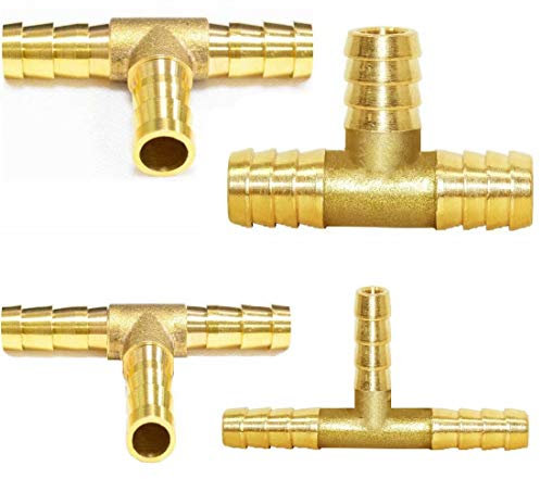 N/B T Schlauchverbinder T-Stücks 4Stk Messing T Verbindungsstück für Kraftstoff Luft Wasser Gasöl Fittings Rohrverbindungsstücke für Camping(6mm,8mm,10mm,12mm)