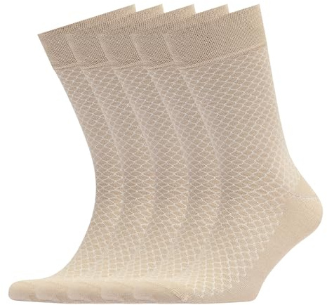 VRD Mens Dress Socks Bamboo Rayon 5-Pack Crew Socks Honeycomb Mid-Calf Length Fits Shoe Size 8-13 Gift Box