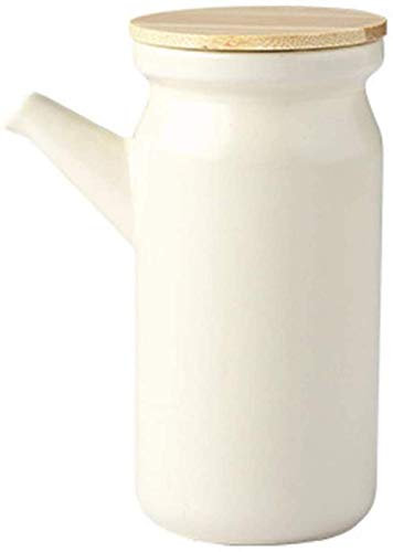 Botella Dispensadora De Aceite De Cerámica De 500 Ml, Botella De Aceite Sin Goteo, Recipiente De Aceite para Aceituna, Dispensador De Condimentos Líquidos para Cena con Tapa-Creamy White