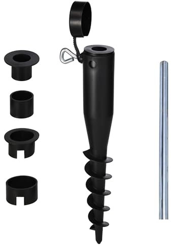 Laundry Mate Rotary Washing Line Spike – Clothes Airer Spike with Screw-In Design, Adjustable Holders, Metal Turning Rod & Protective Cap, Fits 25/30/35/40/45mm Poles, Ideal for Garden & Pathway