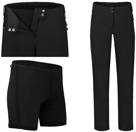 Bergson Vina | Damen Radhose (mit gepolsterter Innenhose) - Inklusive herausnehmbarer Rad-Innenhose (gepolstert), Robust & elastisch, Wasserabweisend (PFC-frei), Schnelltrocknend, Comfort-Bund, 5 Tas