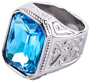 PAURO Herren Edelstahl Jahrgang Hochzeit Versprechen Zirkonia Ring mit Großem Stein