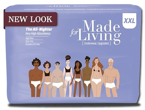 Made for Living The All-Nighter Plus Size Underwear for Women & Men - Dual Absorbent Core, Leak-Free & Odor Protection - Disposable Overnight Adult Pull Ups for Women & Men - XXL - 20 Ct
