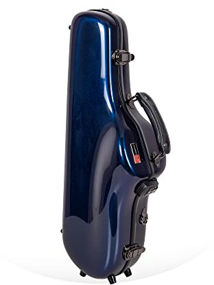 Crossrock Pro-Grade Altsaxophon-Koffer, TSA-Schloss, Elite-Schutz, abnehmbare Gurte, Zubehörtasche für professionelle Musiker, Blau (Aurora Blue)