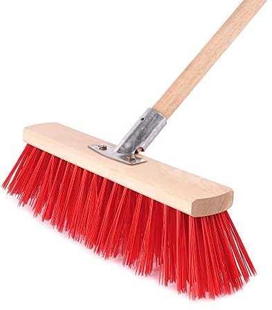 BAUSTER® Besen Industriebesen 300mm mit Stiel 120cm Verschiedene Größen Perfekt für die Straßen-und Gehwegreinigung Stubenbesen Hallenbesen Handgeführt Holzbesen Gartenbesen