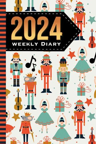 2024 Weekly Diary: Hardcover / 6x9 Dated Personal Organizer / Daily Scheduler With Checklist - To Do List - Note Section - Habit Tracker / Organizing ... Ballet Ballerina Illustration Pattern Cover