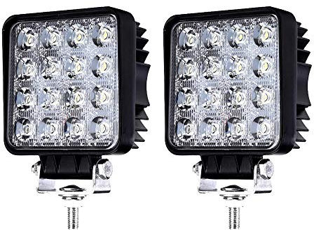 Herrselsam Proyector de trabajo LED 48W,Proyector auxiliar de coche impermeable IP67,Proyector LED offroad 6500K,proyector led 12v para remolque y offroad (2 piezas)