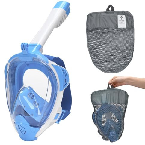 Schnorchelmaske, 180° Panoramasicht, Vollgesichts-Tauchmaske mit Antibeschlag- und Anti-Leck-Tauchmaske, Anti-Leck-Schnorchelmasken-Set für Erwachsene und Kinder B,L/XL