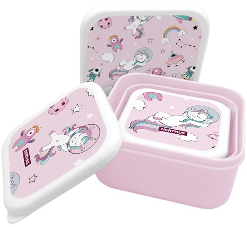 NERTHUS FIH 1326 Fiambreras Apilables para Niños, Set de 3 Contenedores Infantiles sin BPA
