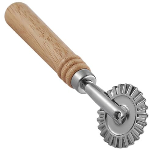 Wood Handle Heavy Duty DIY Fluted Wheel Pastry Pressing Tool Versatile Pasta Making Alloy