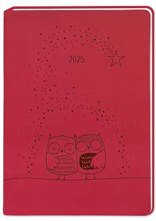 Terminplaner Lederlook - rot A6 - Taschenkalender 2025 - Grafik Werkstatt - Buchkalender mit Lesebändchen und feiner Prägung auf der Titelseite - 1 Woche auf 2 Seiten - 11 cm x 15,5 cm