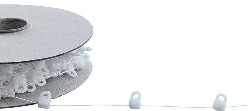 Gleiterkordel WEIß, Wellengleiterkordel, Gleiterband ***WUNSCHMAß - individuelle Länge wählbar*** mit 360° drehbaren Ösen, Gleiterabstand 8cm, für Gardinenschienen mit 6mm Laufnut/Profilschlitz