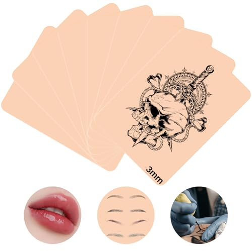8 Stück Tattoo Übungshaut, Farerkass 3mm Kunsthaut Tattoo Haut, Blank Tattoo Praxis Haut Doppelseitig, Zum Temporären Üben Von Tattoo-Schablonen für Anfänger Und Erfahrene Tätowierer 20cm x 15cm x 3mm