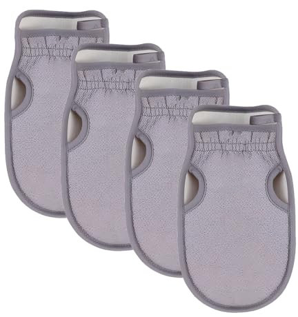 Katyjun 4 Stück Peelinghandschuh, Hamam Peeling Handschuh, Exfoliating Gloves für Peeling und Body Scrub(Grau)