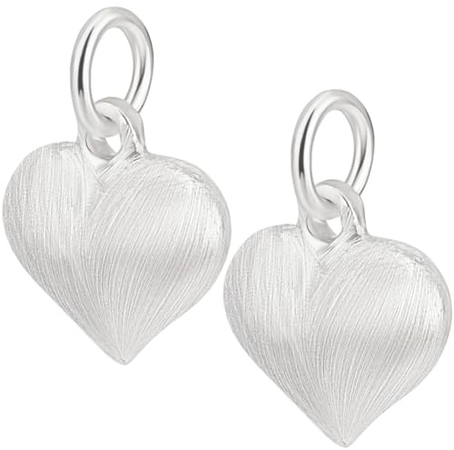 Beebeecraft 1 Box Mit 2 Herzanhängern Zur Schmuckherstellung 925 bauschige 3D Herzanhänger Aus Sterlingsilber Mit Biegering Anhänger Für Ohrringe Und Armbänder