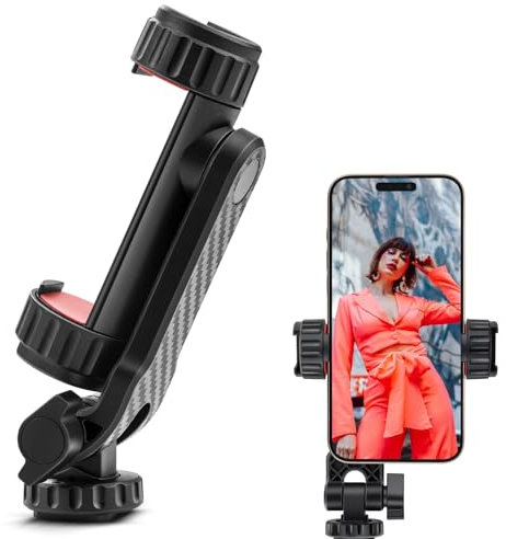 GlasFlength Supporto Treppiede Smartphone Adattatore, Adattatore Supporto Cellulare con 2 Pattini Freddi e 1/4 di Pollice Filettatura 360° e 180° Girevole Telefono per iPhone Samsung e Huawei